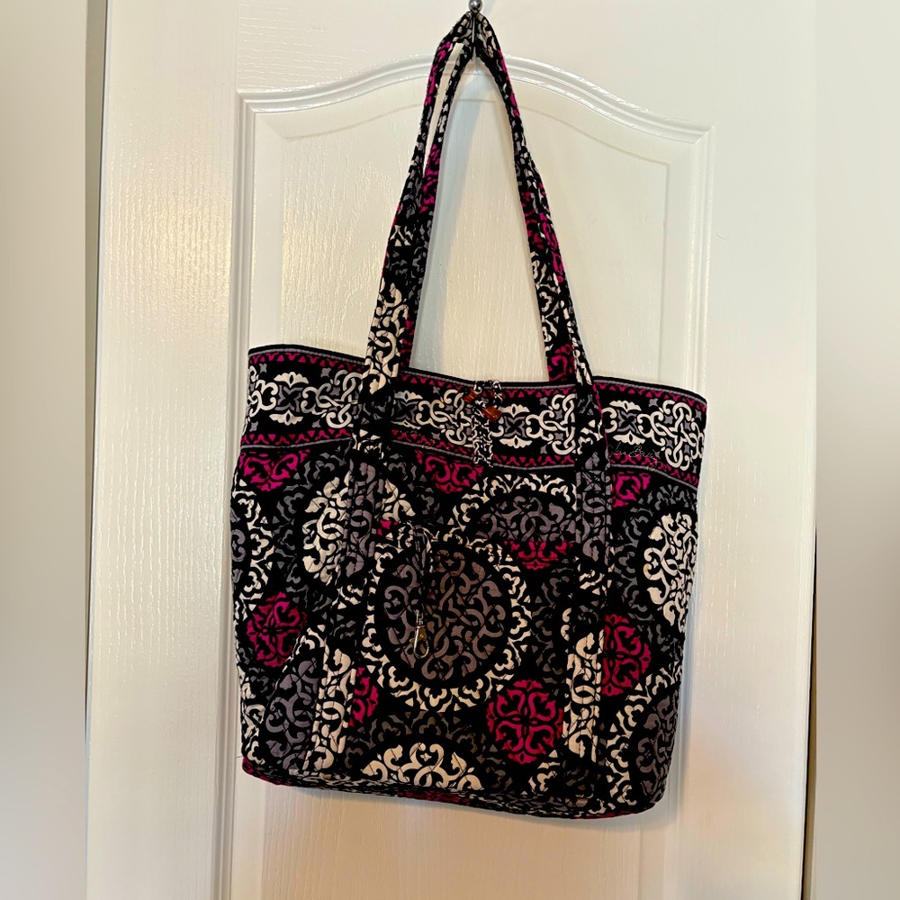 Vera Bradley Large Tote black white and purple